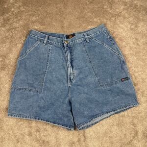 Vtg Route 66 High Waist Denim Shorts Womens Size 16 Utility Flap Pocket Mom